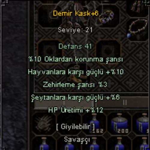  Demir kask +6  10 oklardan korunma 3 zehir